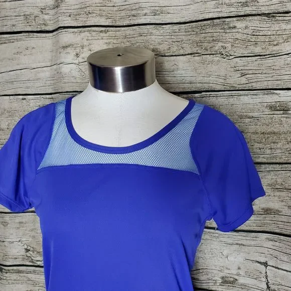 Nike Womens Small Purple with Light Blue Mesh Active Short Sleeve Dri-Fit Shirt - Picture 4 of 10